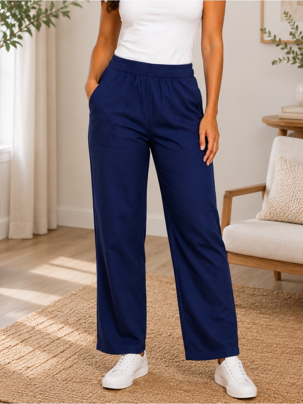 Denim & Co. Original Waist Stretch Regular Side Pocket Pant-Core S new A600870